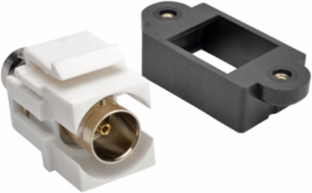 BNC Keystone Coupler (F/F), 75 Ohm, White, Lifetime Warranty