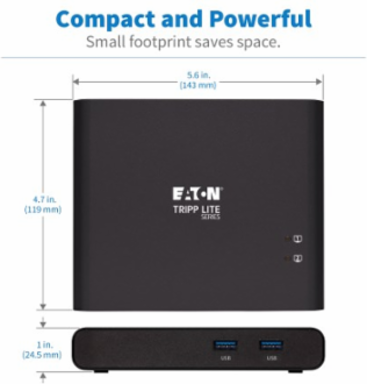 KVM Dock, 2-Port, USB-C, 4K HDMI, USB 3.2 Gen 1, 85W PD Charging, Black, TAA