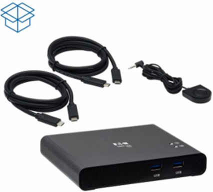KVM Dock, 2-Port, USB-C, 4K HDMI, USB 3.2 Gen 1, 85W PD Charging, Black, TAA