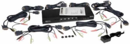 4-Port Dual Monitor DVI KVM Switch with Audio & USB 2.0 Hub, DVI-D Dual Link Support