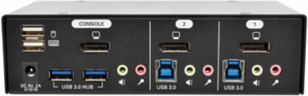 2-Port DisplayPort KVM Switch with USB 3.0 Hub & 2560x1600 Resolution