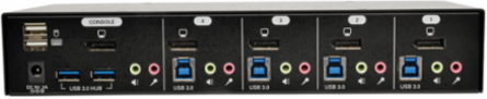 4-Port DisplayPort KVM Switch with Audio, USB 3.0 Hub, Supports 2560 x 1600