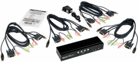 4-Port DVI Dual-Link USB KVM Switch with Audio, 6 ft Cables, 2560x1600 Resolution