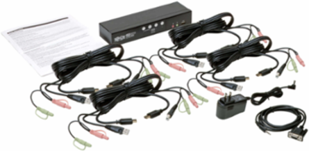 4-Port HDMI/USB KVM Switch, 1080p Video, 2 USB Ports, USB 2.0