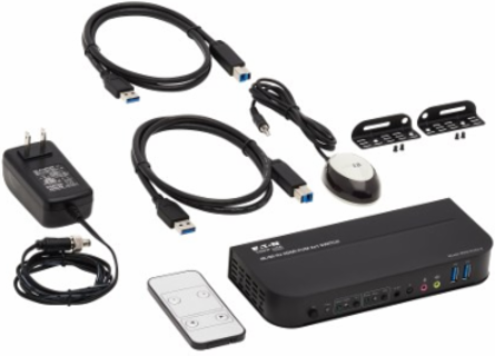KVM Switch, 2-Port, HDMI, USB 3.0, 4K 60 Hz, HDR, HDCP 2.2, IR