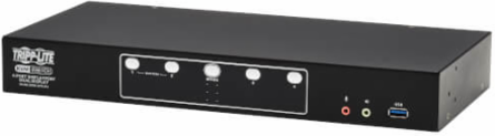 KVM Switch, 4-Port, DisplayPort Dual-Display, USB 3.2 Gen 1, 4K 60 Hz, HDCP 2.2, TAA
