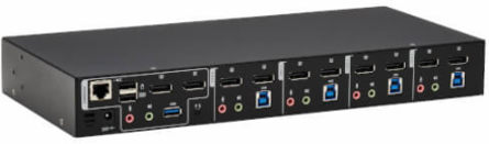 KVM Switch, 4-Port, DisplayPort Dual-Display, USB 3.2 Gen 1, 4K 60 Hz, HDCP 2.2, TAA
