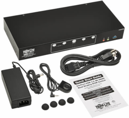 KVM Switch, 4-Port, HDMI Dual-Display, USB 3.2 Gen 1, 4K 60 Hz, HDCP 2.2, TAA