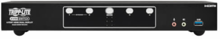 KVM Switch, 4-Port, HDMI Dual-Display, USB 3.2 Gen 1, 4K 60 Hz, HDCP 2.2, TAA