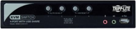 4-Port KVM Switch with Audio, USB 2.0, and Push Button Control