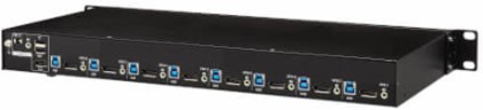 KVM Switch, 8-Port, DisplayPort, USB, Stereo Audio, 4K 60Hz, 1U Rack-Mount, TAA