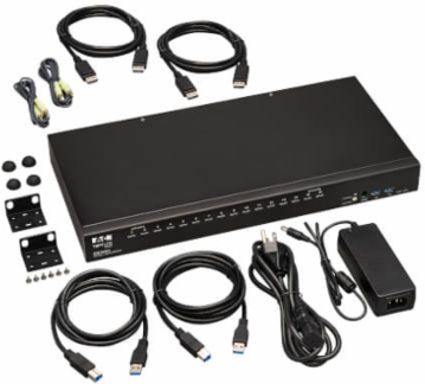 KVM Switch, 16-Port, DisplayPort, USB, Stereo Audio, 4K 60Hz, 1U Rack-Mount, TAA