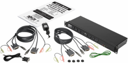 8-Port DVI/USB KVM Switch, 1920 x 1200 Resolution, Rack-Mountable, Audio Support