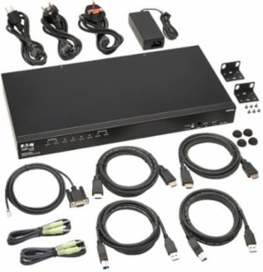 KVM Switch, 8-Port, HDMI, USB, Stereo Audio, 4K 60Hz, 1U Rack-Mount, TAA