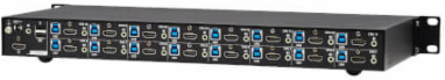 KVM Switch, 16-Port, HDMI, USB, Stereo Audio, 4K 60Hz, 1U Rack-Mount, TAA