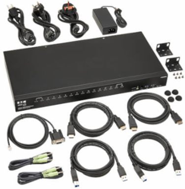 KVM Switch, 16-Port, HDMI, USB, Stereo Audio, 4K 60Hz, 1U Rack-Mount, TAA