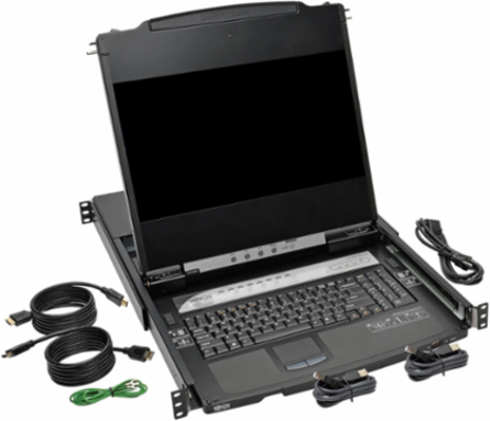 8-Port 1U Rack-Mount Console HDMI KVM Switch, 17 Inch LCD, IP Access
