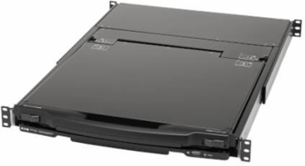 Console KVM Switch, 8-Port, DisplayPort, 1U Rack-Mount, 17 in LCD, Dual Rail, TAA