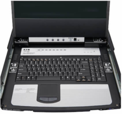 Console KVM Switch, 8-Port, DisplayPort, 1U Rack-Mount, 17 in LCD, Dual Rail, TAA