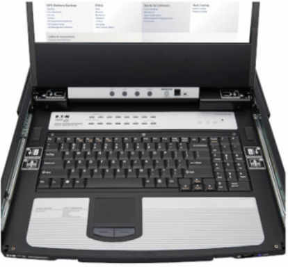 Console KVM Switch, 16-Port, DisplayPort, 17 in LCD, Dual Rail, 1U Rack-Mount, TAA