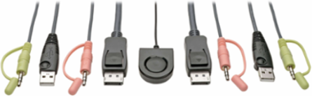 2-Port DisplayPort/USB KVM Switch, Supports 4K Video, Remote Selector, Built-In 4 ft Cables
