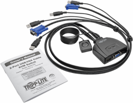 2-Port USB VGA KVM Switch with Built-in Cables, Supports 2048x1536 Resolution