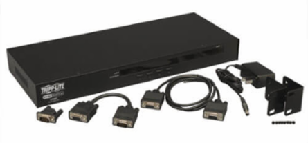 4-Port 1U Rack-Mount KVM Switch, VGA, USB/PS2 with On-Screen Display, 2048x1536
