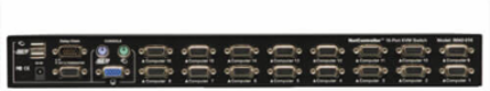 16-Port 1U Rack-Mount KVM Switch, USB/PS2, Max Resolution 2048 x 1536