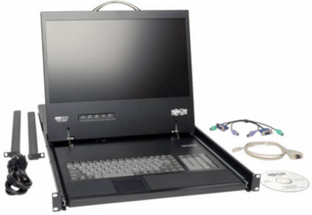8-Port Cat5 Rack-Mount KVM Switch with 19 Inch LCD, Supports 1366 x 768 Resolution