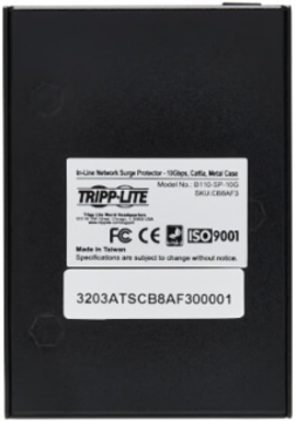 In-Line Network Surge Protector, 10 Gbps, Cat6a/Cat8, Metal Case, IEC Compliant, TAA