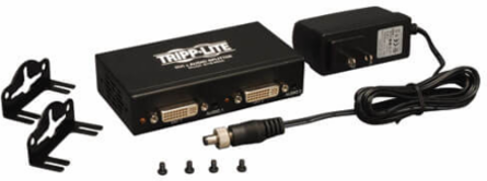 2-Port DVI Splitter with Audio, Max Resolution 1920x1200, Signal Booster