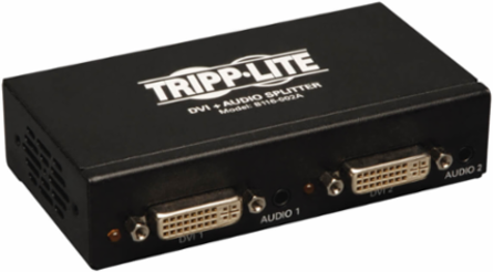 2-Port DVI Splitter with Audio, Max Resolution 1920x1200, Signal Booster