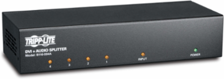 4-Port DVI Splitter & Audio Booster, 1920 x 1200 @ 60 Hz, TAA-Compliant