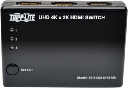 3-Port Mini HDMI Switch 4K, 3840 x 2160 @ 30Hz, HDMI 1.4, Remote Control