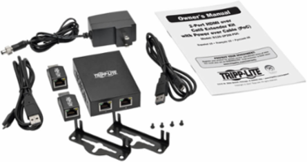 2-Port HDMI Over Cat5e/6 Extender Kit, 100 ft, Power over Cable, TAA-Compliant