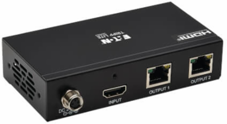 2-Port HDMI over Cat6 Splitter, 4K 60 Hz, HDR, 4:4:4, PoC, HDCP 2.2, 230 ft, TAA