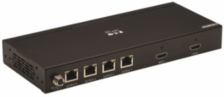 4-Port HDMI over Cat6 Extender Kit, Splitter/3x Pigtail Receivers - 4K 60 Hz, HDR, 4:4:4, PoC, 230 ft. (70.1 m), TAA