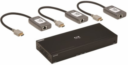 4-Port HDMI over Cat6 Extender Kit, Splitter/3x Pigtail Receivers - 4K 60 Hz, HDR, 4:4:4, PoC, 230 ft. (70.1 m), TAA