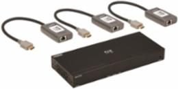 4-Port HDMI over Cat6 Extender Kit, Splitter/3x Pigtail Receivers - 4K 60 Hz, HDR, 4:4:4, PoC, 230 ft. (70.1 m), TAA