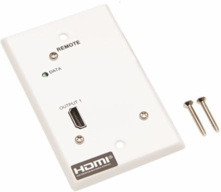 1-Port HDMI over Cat6 Receiver, Wall Plate, 4K 60 Hz, HDR, 4:4:4, PoC, HDCP 2.2, 230 ft, TAA