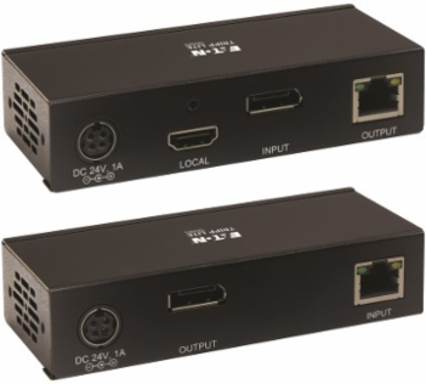 DisplayPort over Cat6 Extender Kit, KVM Support, 4K 30 Hz, 4:4:4, USB, PoC, HDCP 2.2, 230 ft, TAA