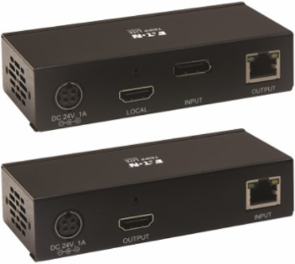 DisplayPort to HDMI over Cat6 Extender Kit, KVM Support, 4K 60Hz, 4:4:4, USB, PoC, HDCP 2.2, 230 ft., TAA