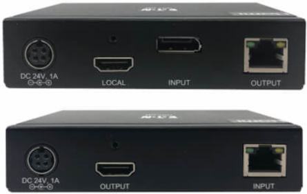 DisplayPort to HDMI over Cat6 Extender Kit, KVM Support, 4K 60Hz, 4:4:4, USB, PoC, HDCP 2.2, 230 ft., TAA