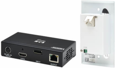 DisplayPort to HDMI over Cat6 Extender Kit, Box Transmitter/Wall Plate Receiver, 4K 60 Hz, 4:4:4, PoC, HDCP 2.2, 230 ft. (70.1 m), TAA