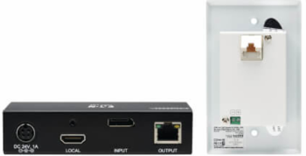 DisplayPort to HDMI over Cat6 Extender Kit, Box Transmitter/Wall Plate Receiver, 4K 60 Hz, 4:4:4, PoC, HDCP 2.2, 230 ft. (70.1 m), TAA