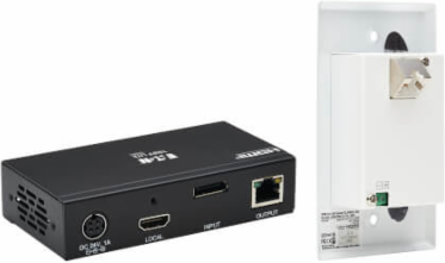 DisplayPort to HDMI over Cat6 Extender Kit, Box Transmitter/Wall Plate Receiver, 4K 60 Hz, 4:4:4, PoC, HDCP 2.2, 230 ft. (70.1 m), TAA