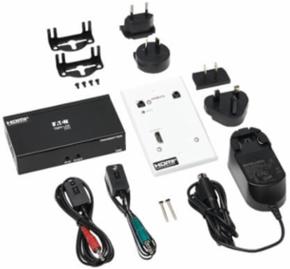HDMI over Cat6 Extender Kit, Box Transmitter/Wall Plate Receiver, 4K 60 Hz, 4:4:4, IR, PoC, HDR, HDCP 2.2, 230 ft., TAA