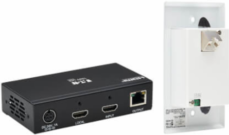 HDMI over Cat6 Extender Kit, Box Transmitter/Wall Plate Receiver, 4K 60 Hz, 4:4:4, IR, PoC, HDR, HDCP 2.2, 230 ft., TAA