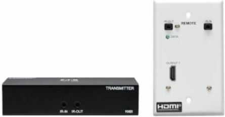 HDMI over Cat6 Extender Kit, Box Transmitter/Wall Plate Receiver, 4K 60 Hz, 4:4:4, IR, PoC, HDR, HDCP 2.2, 230 ft., TAA