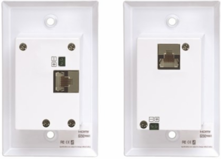 DisplayPort to HDMI over Cat6 Extender Kit, Wall Plate, 4K 60 Hz, 4:4:4, PoC, HDCP 2.2, 230 ft. (70.1 m), TAA